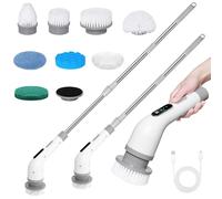 Spazzola Rotante Pulizia Casa, 9 in 1 Spazzola Elettrica per Pulizia Grande Potenza con 3 Velocità Regolabili, Lavavetri Elettrico per Cucina, Auto, Piastrelle, Pareti, Pavimenti, Doccia