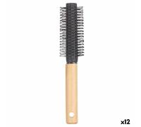Spazzola Rotonda Berilo Marrone Nero Legno Silicone Plastica [12 Unità]
