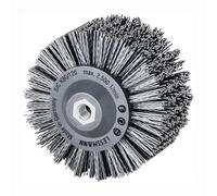 Spazzola rotonda bollata Lessmann, grigia ø 140 mm (18x 7 file, attacco: M14, spessore del filo 1,2 mm, spazzole di levigatura con carburo di silicio, adatte per il trattamento del legno su grandi superfici) 402880