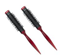 Spazzola rotonda da 2 pezzi per setatura di nylon piccole spazzola rotonda con superficie di alluminio e maniglia in legno di alluminio per le donne, strumenti da barbiere