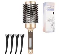 Spazzola rotonda professionale con setole naturali di cinghiale, 53 mm, manico antiscivolo, per asciugare, lisciare, arricciare, migliorare la consistenza dei capelli