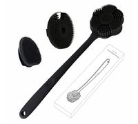 Spazzola scrubber per la schiena e il viso per doccia, manico lungo 38 cm, spazzola per il corpo in silicone a doppia faccia per esfoliazione e massaggio, spazzola morbida per la pulizia del viso
