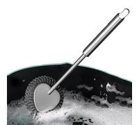 Spazzola scrubber - Spazzola lunga per la pulizia | Spazzola per la pulizia in metallo con manico lungo | Spugna abrasiva riutilizzabile in acciaio inox robusta per lavello, piastrelle, padelle e