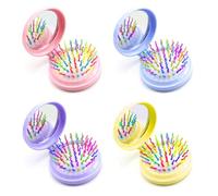 Spazzola Tascabile Pieghevole In 4 Pezzi, Spazzola Per Capelli Con Specchio, Spazzola Da Viaggio, Mini Spazzola Per Capelli, Specchio Pieghevole, Spazzola Pieghevole