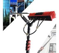 Spazzola telescopica alimentata ad Acqua per la Pulizia di finestre e Pannelli solari, Asta Estensibile da 10,8 m con tergivetro e Testina Spazzola da 35 cm per la Manutenzione del Tetto del
