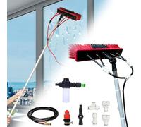 Spazzola telescopica estensibile per la pulizia delle finestre, asta in alluminio da 3 m a 13,6 m, con dispenser di sapone, detergente alimentato ad acqua per pannelli solari, spazzola da 55 cm per
