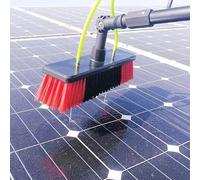 Spazzola telescopica per la pulizia dei pannelli solari, lunghezza 312 m, kit con testa a spazzola da 30 cm, sistema di alimentazione ad acqua per una pulizia efficiente dei pannelli solari e delle
