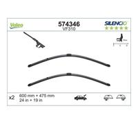 VALEO Silencio Tergicristalli VF310 Kit di Spazzole tergicristallo originali Flat Blade ad Alte Prestazioni, Maggior Visibilità su Strada 600mm/475mm Anteriore Confezione da 2 574346
