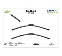 VALEO Silencio Tergicristalli VF464 Kit di Spazzole tergicristallo originali Flat Blade ad Alte Prestazioni, Maggior Visibilità su Strada 650mm/450mm Anteriore Confezione da 2 574664