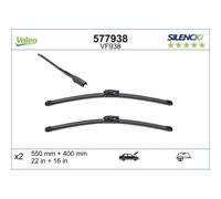 VALEO Silencio VF938 Kit di Spazzole tergicristallo originali Flat Blade ad Alte Prestazioni, Maggior Visibilità su Strada, Facile Installazione 550mm/400mm Confezione da 2 577938