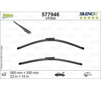 VALEO Silencio Tergicristalli VF946 Kit di Spazzole tergicristallo originali Flat Blade ad Alte Prestazioni, Maggior Visibilità su Strada 580mm/350mm Anteriore Confezione da 2 577946