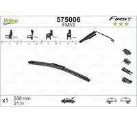 Spazzola tergicristallo VALEO First Flat Blade FM53, 530mm, Anteriore, 1 Pezzo