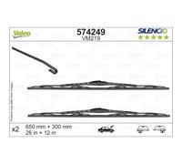 Tergicristallo per parabrezza VALEO 574249, Silencio Lunghezza 650+280mm, fronte, 2 pezzo