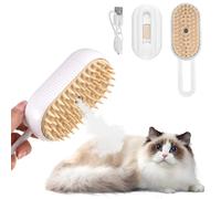 Spazzola Vapore Gatti con Manico, Spazzola Vapore per Cani 3 In 1 Ricaricabile, Massaggio, Spray, Efficace per Ammorbidire I Nodi, Assorbire I Peli Galleggianti e Pulire la Polvere Di Pelo (Bianco)
