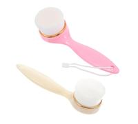 Spazzola Viso Manuale a Manico lungo 2 Pezzi Rosa Beige