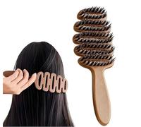 Spazzola volumizzante con setole di cinghiale, spazzola lisciante a doppio stile con effetto volumizzante, mini spazzola districante, riduce al minimo l'effetto crespo e i capelli ribelli