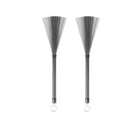 Spazzole a bacchetta retrattili, Spazzola for batteria retrattile in acciaio con manico in plastica Jazz, 33,5 cm, argento, for batterista(2PCS)