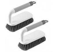 Spazzole abrasive, spazzole per la pulizia per strofinare, spazzole con manico, per doccia, bagno, tappeti, cucina e vasca da bagno, confezione da 2 (grigio)