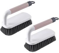 Spazzole abrasive, spazzole per la pulizia per strofinare, spazzole con manico, per doccia, bagno, tappeti, cucina e vasca da bagno, confezione da 2 (rosa)