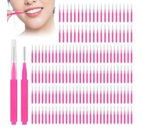 Spazzole interdentali, 160 pezzi, testine morbide da 0,5 mm, bastoncini | Spazzole per filo interdentale rosa, strumento di pulizia interdentale per denti, facile da usare, per bretelle, ponti