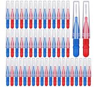 Spazzole interdentali, 50 pezzi, bastoncini per filo interdentale, morbidi spazzolini interdentali, mini strumenti per la pulizia dei denti per pulire gli spazi tra i denti (2,5 mm blu + 3 mm rosso)