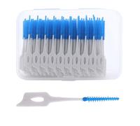 Spazzole interdentali blu, doppio uso, bastoncini di filo interdentale, portatili, spazzola per lacune dei denti, filo interdentale in silicone per la pulizia orale (una scatola da 200 pezzi)