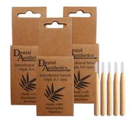 Spazzole interdentali in bambù, 3 confezioni ~ 10 pennelli per confezione (0,4 mm, 0,5 mm e 0,6 mm)