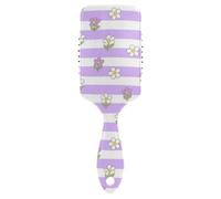 Spazzole lisce con fiori a righe viola e bianche per donne nere Progettato massaggio del cuoio capelluto per tutti i tipi di capelli con manico ergonomico cepillo para cabello rizado