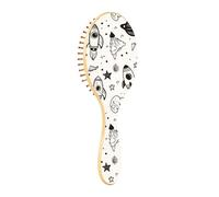 Spazzole per capelli in legno Astronauti Luna Stelle Nero Spazzola Paddle Per Capelli Fini Spazzole Per Capelli In Legno Per Le Donne Pennello Messaggio In Legno