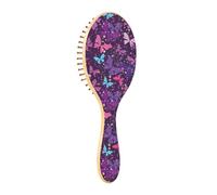 Spazzole per capelli in legno Fantasia luminosa viola Safari Farfalle Cielo stellato Paddle Spazzola per capelli per le donne Spazzola di legno per capelli Spazzola in legno naturale