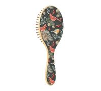 Spazzole per capelli in legno Spazzole per capelli Paddle per le donne Spazzola in legno per la crescita dei capelli Spazzola per capelli naturale Uccelli di Natale Bacche rosse Verde