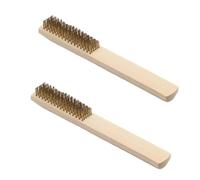 Spazzole per la pulizia, 2 pezzi, lunghezza 205 mm, spazzola in metallo, con manico in legno, spazzola per la rimozione della ruggine, segatura, polvere, colore scorie di sudore