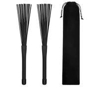 Spazzole per Tamburo Brushes Jazz Brush 1 Pair Retractable Rubber Handles Jazz Drum Brushes Sticks Nylon(1 pair black)