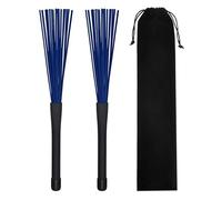 Spazzole per Tamburo Brushes Jazz Brush 1 Pair Retractable Rubber Handles Jazz Drum Brushes Sticks Nylon(1 pair blue)
