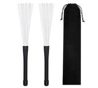 Spazzole per Tamburo Brushes Jazz Brush 1 Pair Retractable Rubber Handles Jazz Drum Brushes Sticks Nylon(1 pair white)