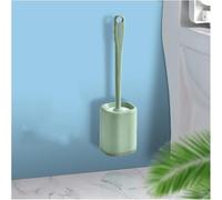 Spazzole per WC, Scopino for WC Testa in silicone Non aggroviglia i capelli Facile da pulire Supporto pavimento(Green)