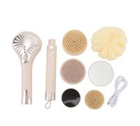 Spazzole posteriore ricaricabile per la spazzola elettrica per corpo con 6 teste di spazzole Massage di pulizia profonda per il bagno doccia in plastica 8,2 x 6,3 x 39 cm (Colore della pelle)