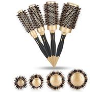 Spazzole Rotonde, 4Pcs Spazzola per Capelli Rotonda in Ceramica Termica per Asciugatura a Soffio, Portatile Anioni Professionali Pettine per Parrucchiere Grandi Styling Pettine,d'oro