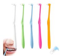 Spazzolini da denti morbidi singoli trapuntati per la pulizia dei dettagli delle parentesi graffe, spazzolino interspaziale con testa sottile di precisione e manico ergonomico antiscivolo, confezione