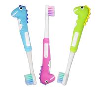 Spazzolini da denti per bambini dinosauro x 3 ~ Set manuale Spazzole Bambino Denti 0-3
