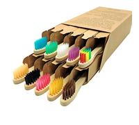 Spazzolini da denti per bambini in bambù, confezione da 10 pezzi, spazzolino da denti colorati con setole morbide ecologiche, manico in legno biodegradabile, spazzolino da denti a testa piccola per