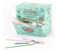 Spazzolini da denti usa e getta con dentifricio - confezione da 100 - spazzolino da viaggio ecologico con cannuccia - per dentisti, hotel, campeggio - dispenser viola/verde/blu/rosso