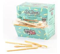 Spazzolini da denti usa e getta con dentifricio del Dr. Bauer - confezione da 100 - spazzolino da viaggio ecologico con cannuccia - per dentisti, hotel, campeggio - dispenser arancione