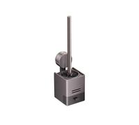 spazzolini e coperchi, Scopino for WC con supporto a ventosa, scarico e deposito, montaggio a parete, 9,7x10,3x40 cm