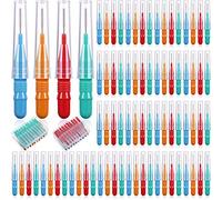 Spazzolini Interdentali Scovolini Dentali per Stuzzicadenti Spazzolini da Denti con Testina di Filo Interdentale con Scatola Apparecchio per Igiene Pulizia Orale, Rosso, Blu, Verde, Arancione (80)