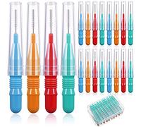 Spazzolini Interdentali Scovolini Dentali per Stuzzicadenti Spazzolini da Denti con Testina di Filo Interdentale con Scatola Apparecchio per Igiene Pulizia Orale, Rosso, Blu, Verde, Arancione (20)