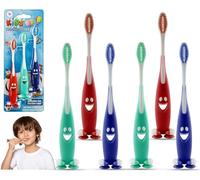 Spazzolini manuali ad aspirazione per bambini, 6 pezzi, spazzole manuali per bambini con base in piedi, spazzolino da viaggio con setole morbide, spazzolino da denti per bambini da 3 a 5 anni..