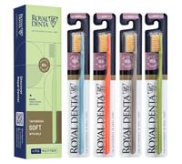 Spazzolini Morbidi con Particelle d’Oro 4-Pack | Spazzolini Manuali per Denti Sensibili & Apparecchi | Setole Morbide Antibatteriche 99,9% | Lunga Durata | Royal Denta | Multicolore