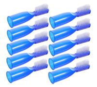 Spazzolino a Dito per Denti e Apparecchi, Plastica Blu, 10 Pezzi | Set Compatto 7,5x2x2cm, Setole Morbide, per Kit d'Emergenza e Strutture Correzionali