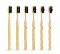 Spazzolino Bamboo, 6 Pezzi Biodegradabile Ecologico Setole Dure Spazzolini da Denti in Bamboo, Spazzolino da Denti Vegano in Legno Senza BPA, Spazzolino Viaggio con Manico in Bambù Liscio